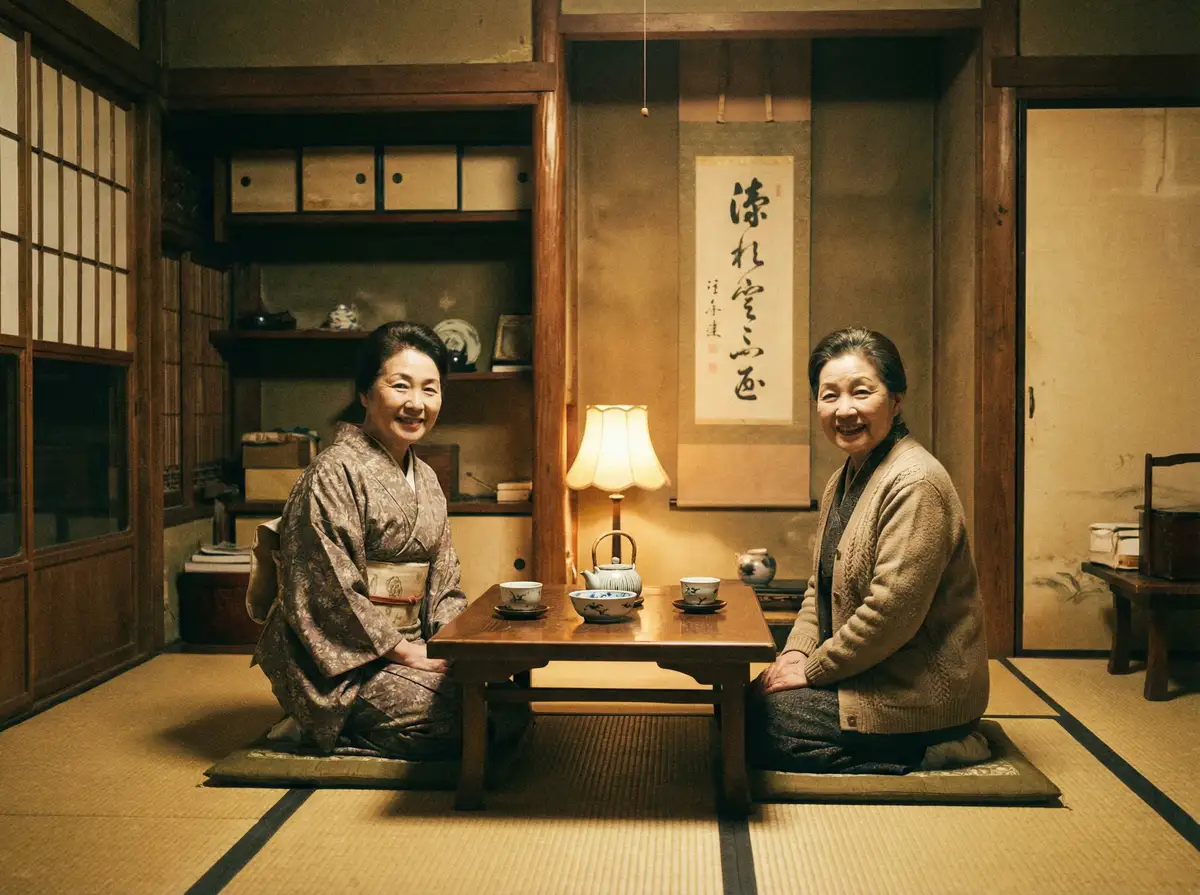 两位优雅的 风流视频-高清视频|视频资源 在日式茶室中品茶交谈